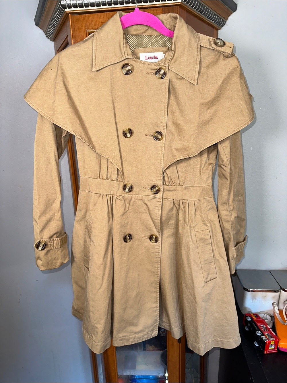 Louche Women's Tan Double-Breasted Trench Coat